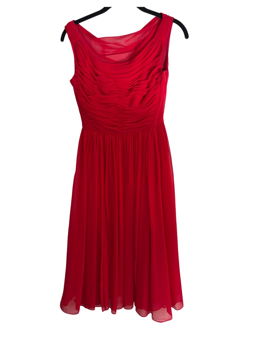 Moulinette Souers Anthropologie Red Chiffon Silk Midi Dress